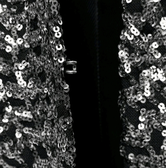 ZARA SEQUIN COLLARLESS BLAZER - Picture 5 of 14